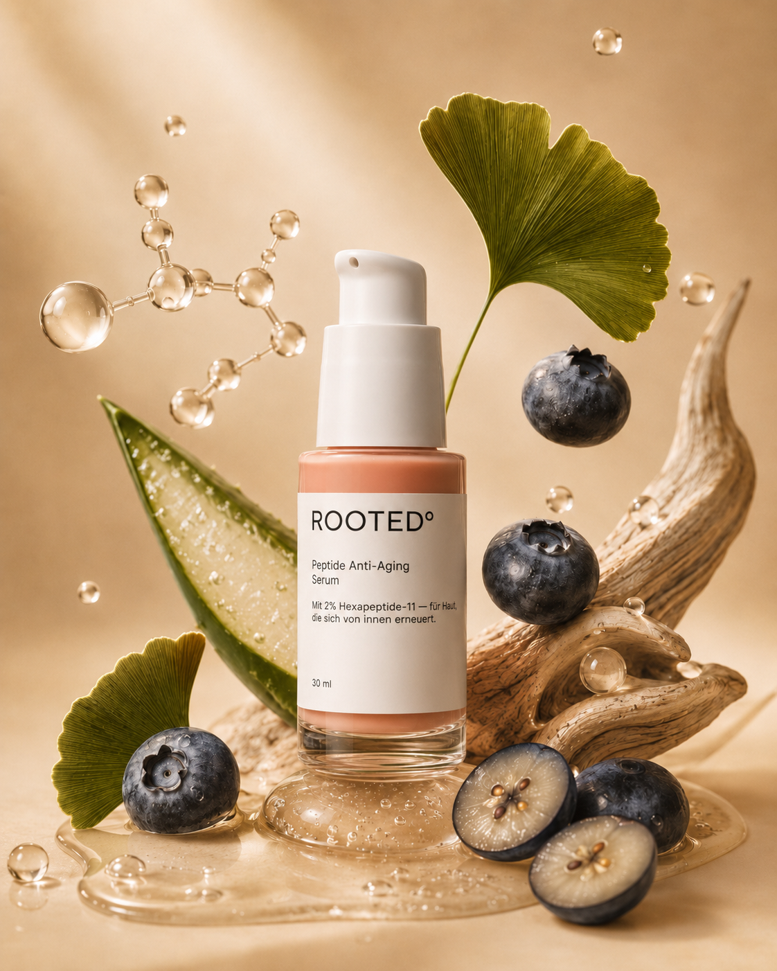 ROOTED° skin — Peptide Anti-Aging Serum für sichtbar glattere und frischere Haut