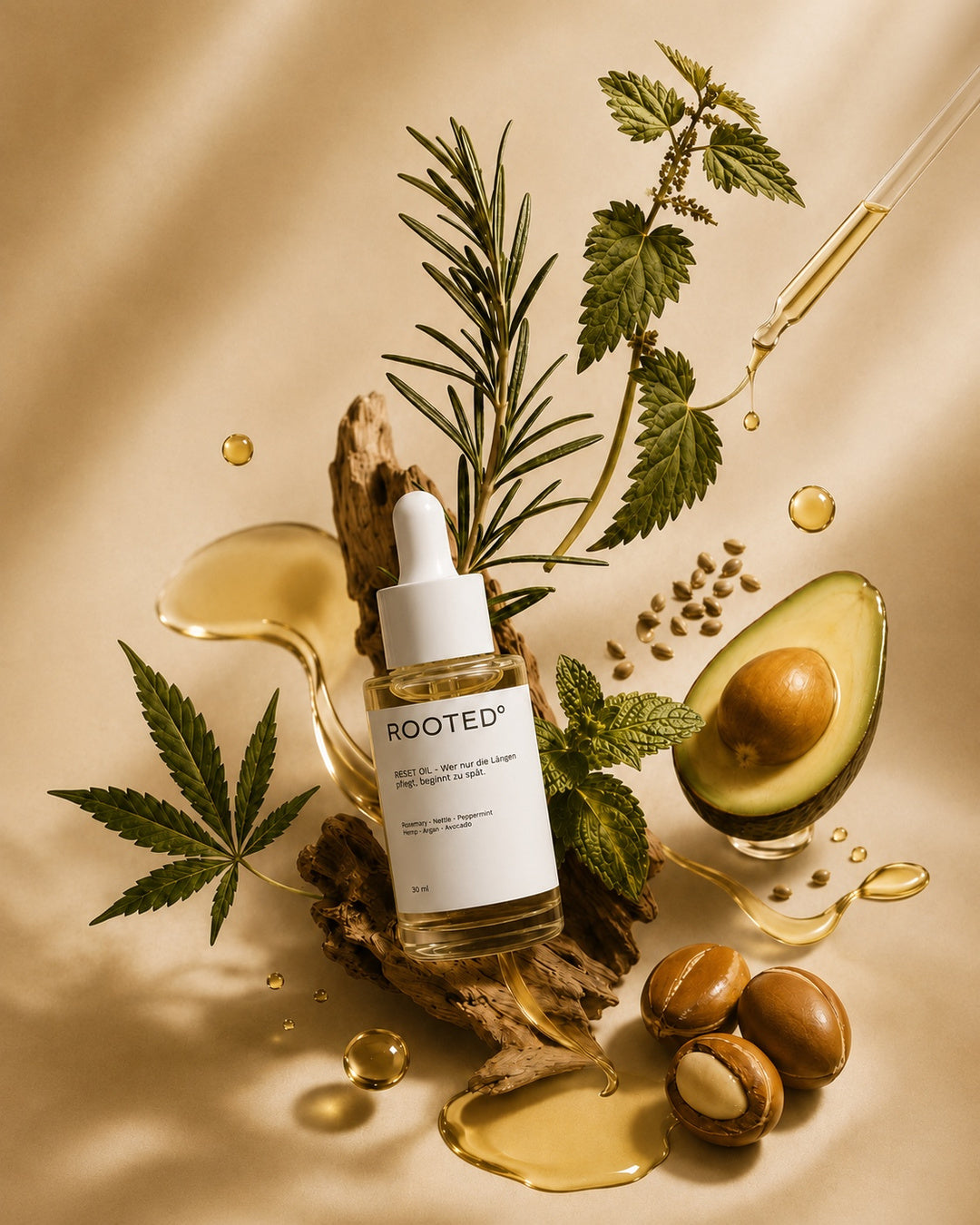 ROOTED° hair — Reset Oil: Für gepflegte Längen, weniger Frizz und natürlichen Glanz.